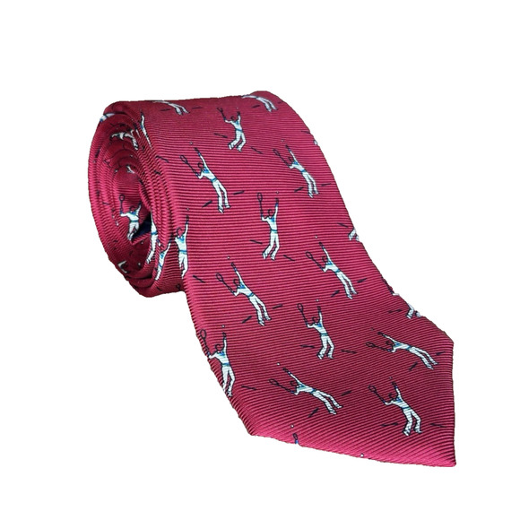 Polo Ralph Lauren Men’s Tie Vintage Red Silk Tennis Player Novelty Handmade USA - Picture 2 of 11